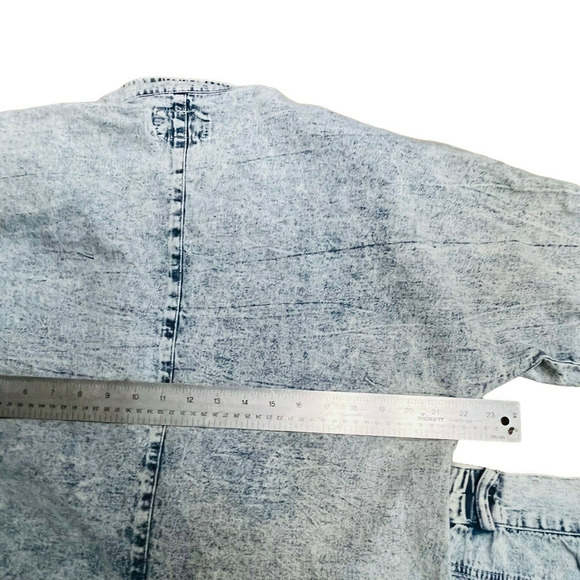 Fringe Acid Wash Denim 2 Piece Jeans Suit Vintage 90s Andiamo Womens Blue Small - Picture 12 of 16